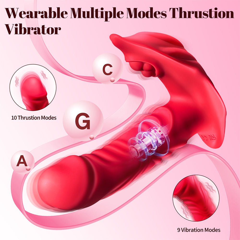 APP Remote Control Vibrator Sex Toys - Adult Toys Wearable Thrusting Dildo with 10 Thrusting