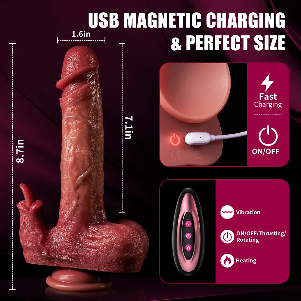 Remote Control 8.7 Inch Realistic Dildo with 9 Vibration and Heating Modes